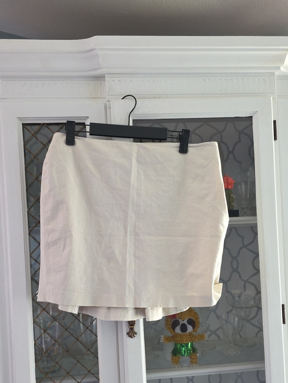 Women's Cream Pencil Mini Skirt - Clean Tailored Style